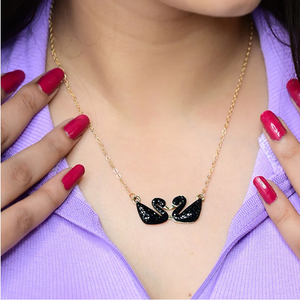 Black double Swan Necklace