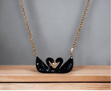 Black double Swan Necklace