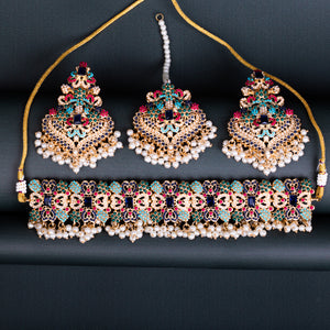 Encrusted Naurattan Necklace Set