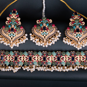 Encrusted Naurattan Necklace Set