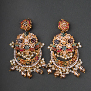 LONG NAURATTAN EARRINGS