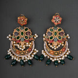 LONG NAURATTAN EARRINGS