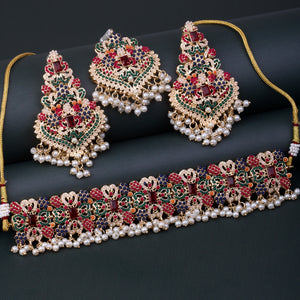 Encrusted Naurattan Necklace Set